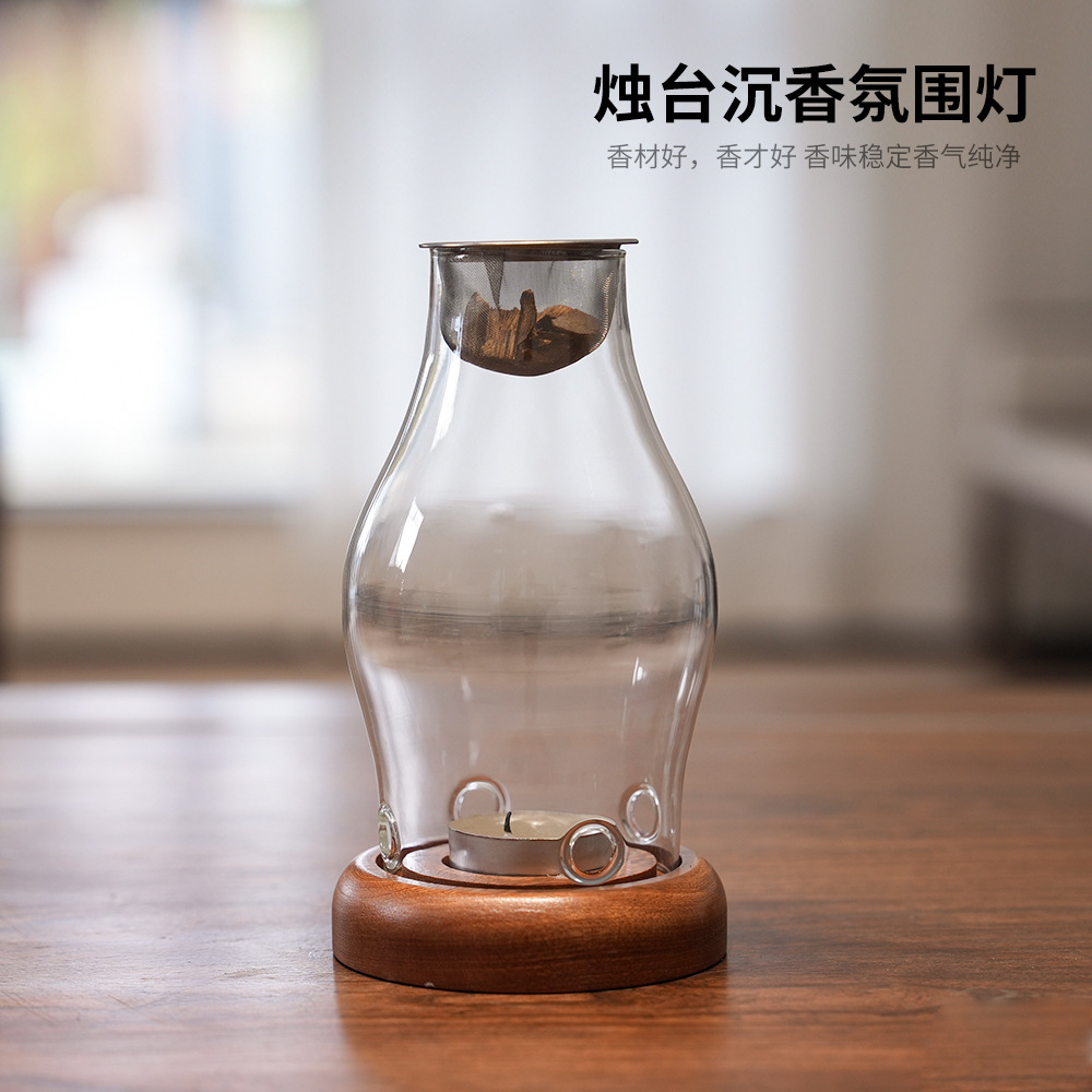 Home Fragrance Lamp - Portacandele in vetro trasparente. Portacandele Vintage